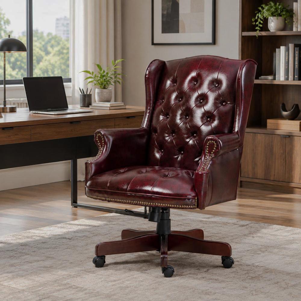 Burgundy PU Leather Executive Office Chair - J402