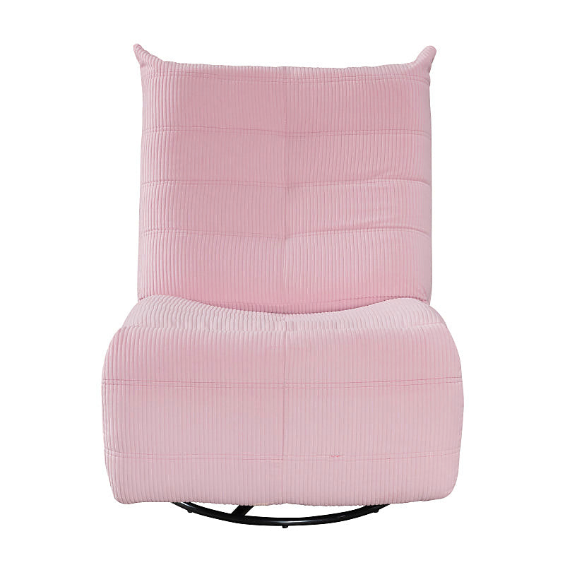 Georgena pink corduroy swivel glider recliner — front view