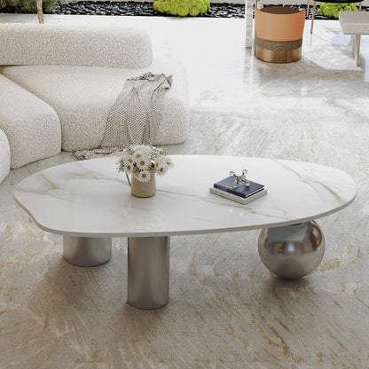 49.2-Inch Freeform Faux-Marble Coffee Table