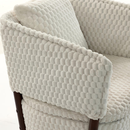 Textured Swivel Accent Chair with Storage — textured arm and cushion close-up