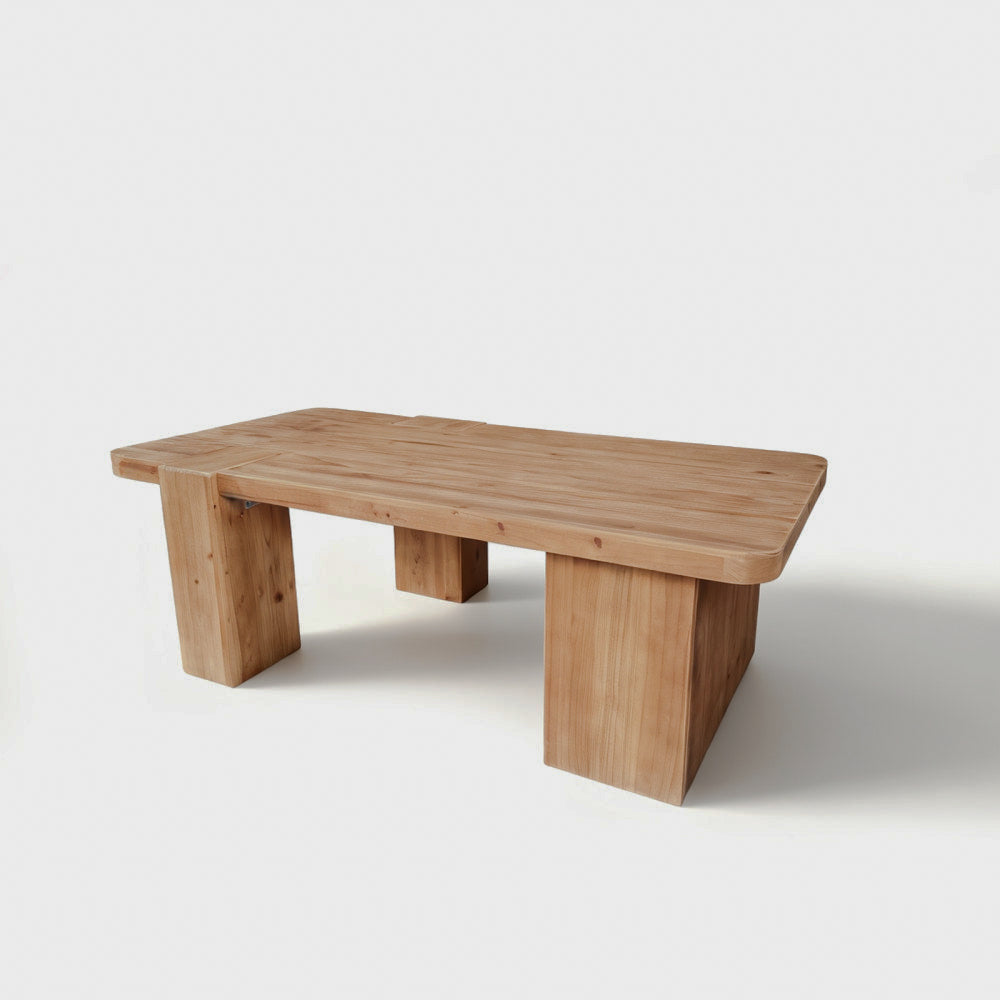Block-leg rectangular coffee table isolated on white