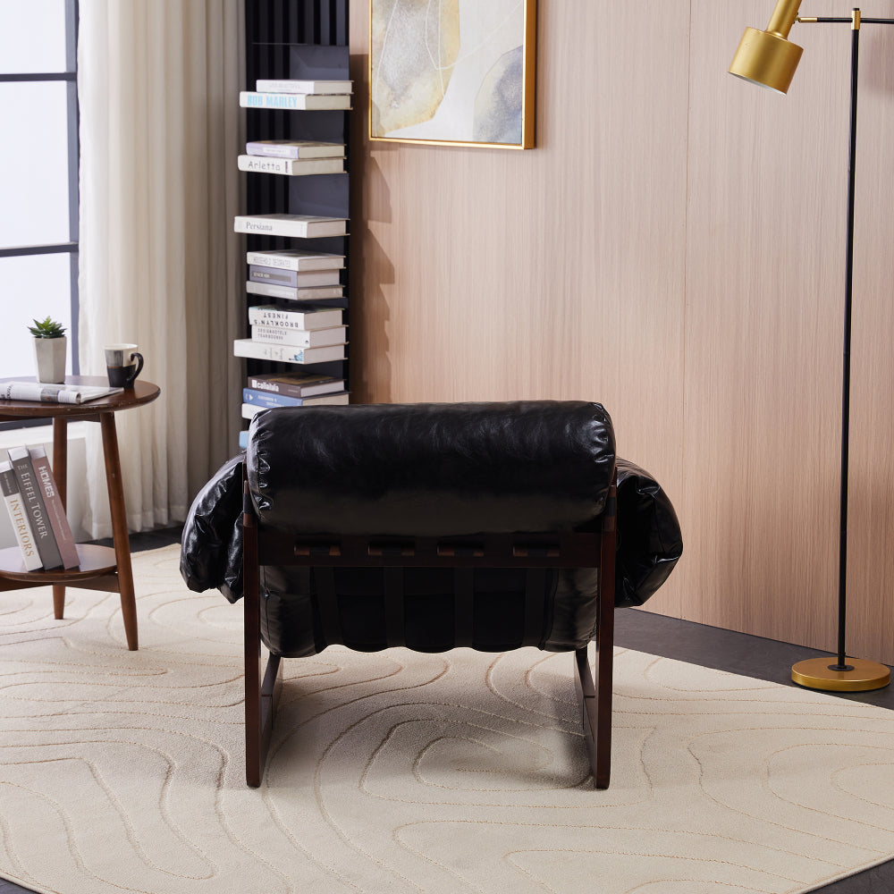 Antique Black Wood-Frame Lounge Chair — antique Black rear view