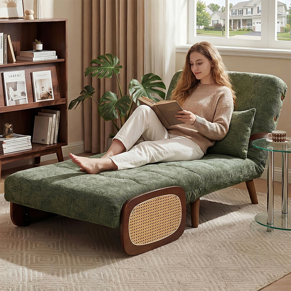 Green Chenille Convertible Sleeper Chair — gallery view 3 of 10