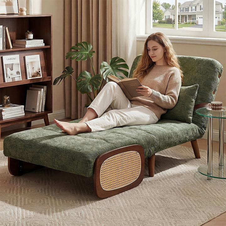 Green Chenille Convertible Sleeper Chair — gallery view 3 of 10