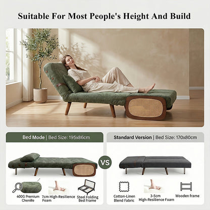 Green Chenille Convertible Sleeper Chair — gallery view 7 of 10