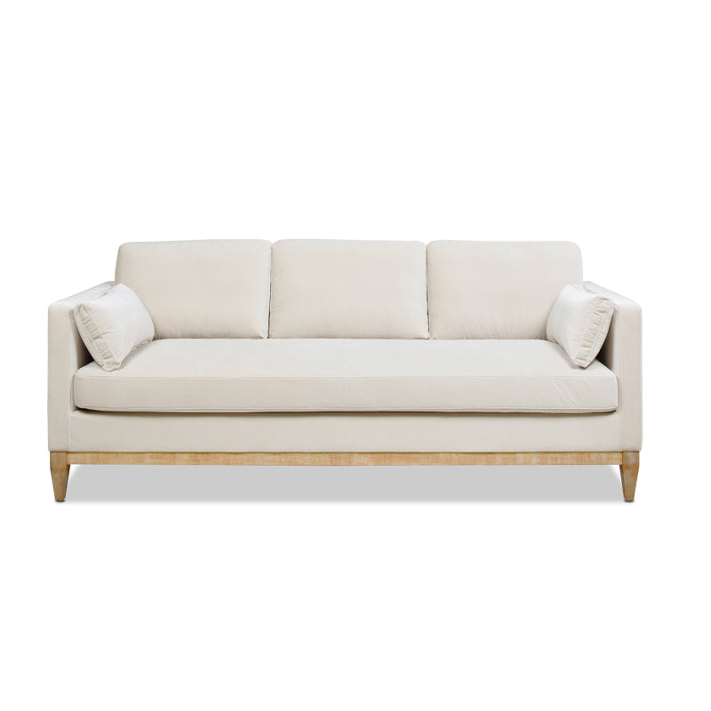 Knox French Beige Velvet Sofa — front product view on white.