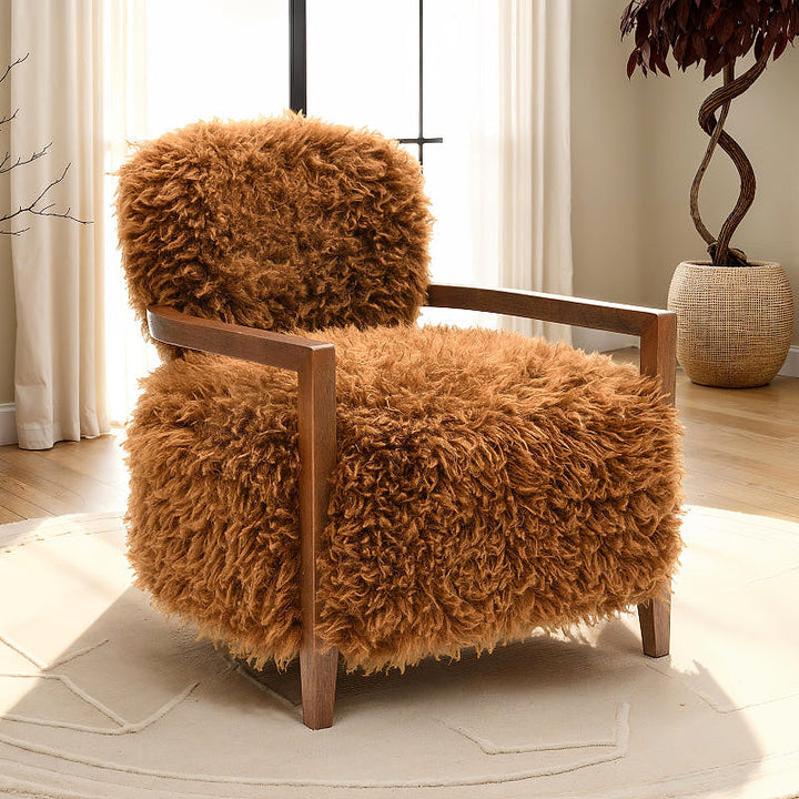 Camel Faux-Fur Accent Chair — gallery view 2 of 8