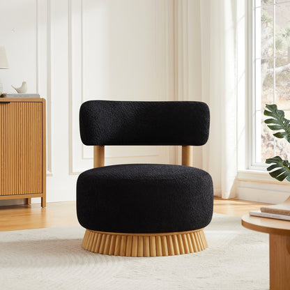 Black Upholstered Swivel Chairs, Set of Two — gallery view 7 of 11
