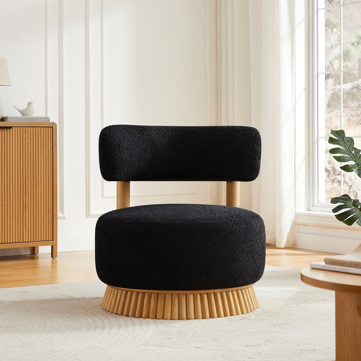 Black Upholstered Swivel Chairs, Set of Two — gallery view 7 of 11