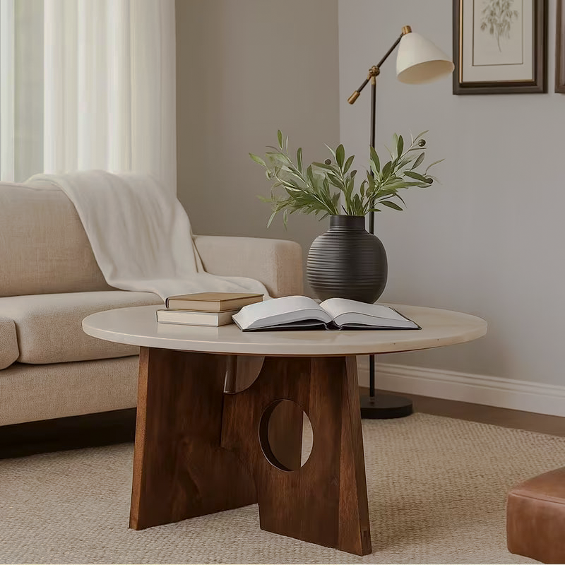 Kali table by cream sofa