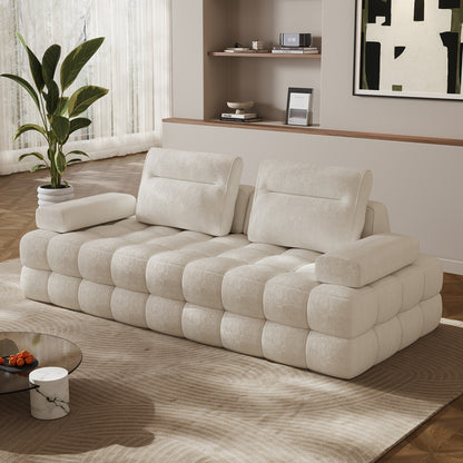 88-Inch Chenille Modular Cloud Loveseat — white front three-quarter view