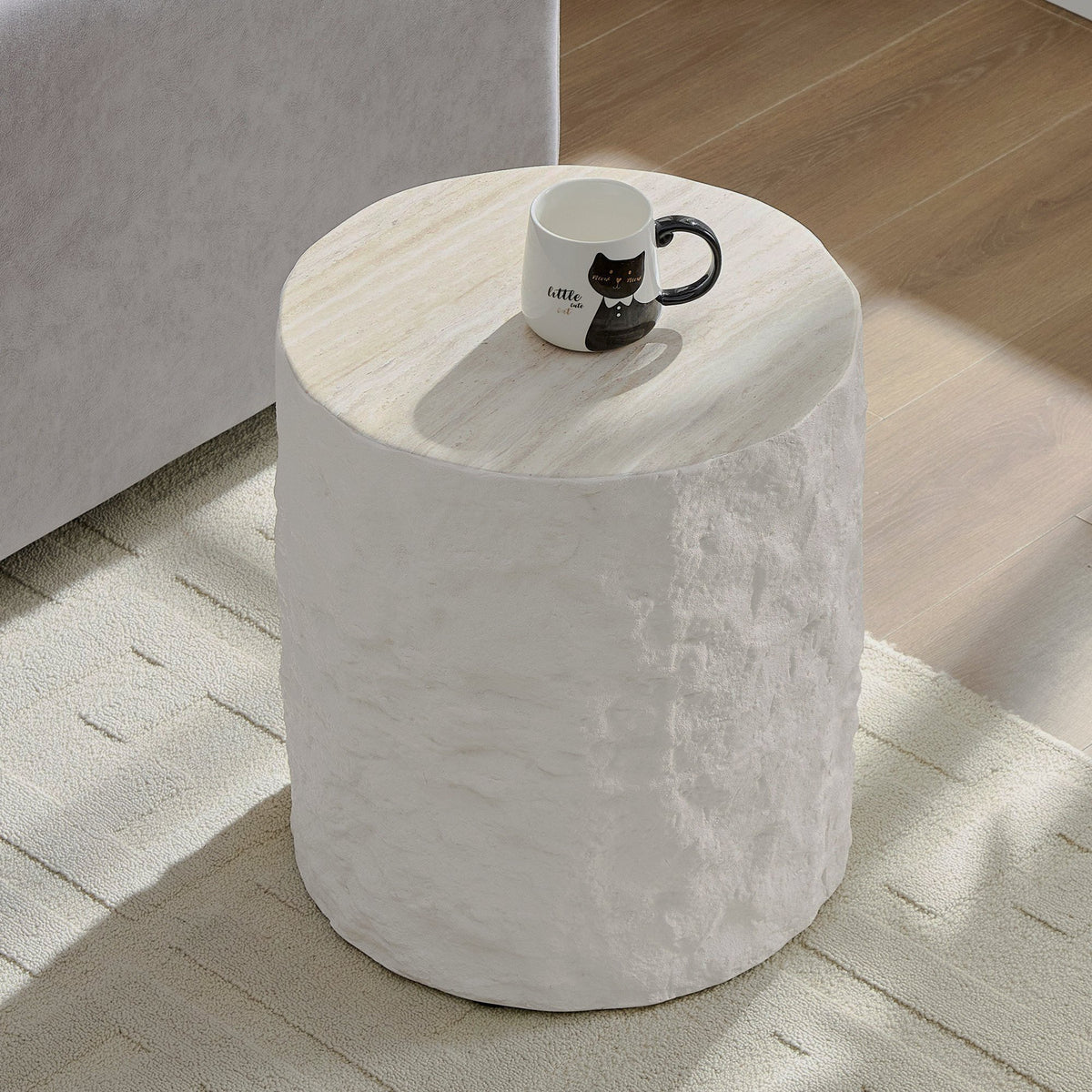 Beige Stone-Look Coffee & Side Table Set