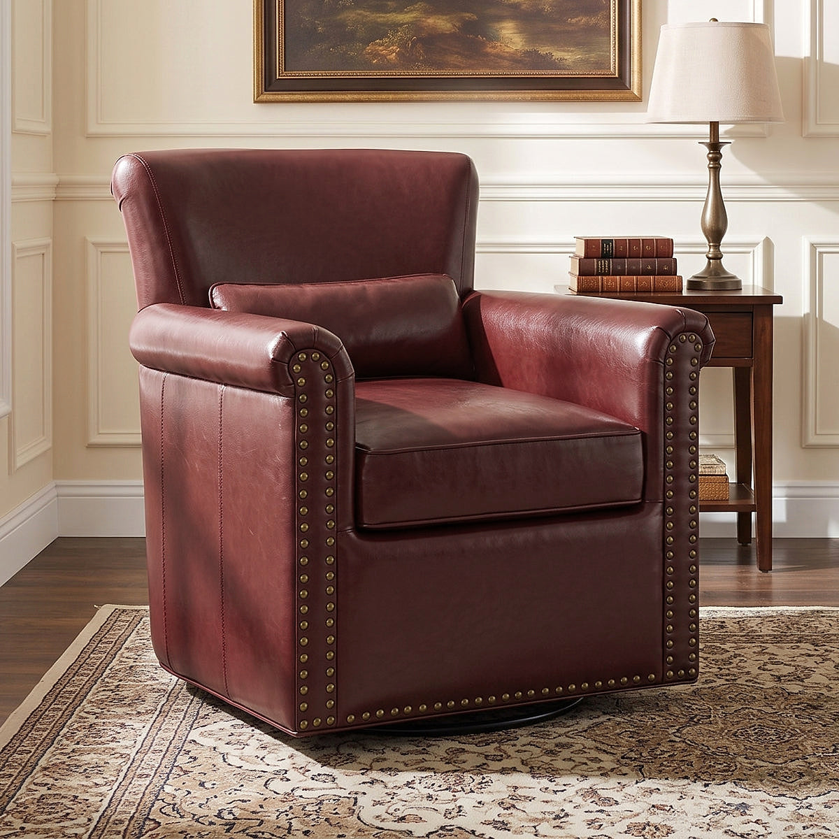 Roland Leather Swivel Club Chair — gallery view 2 of 8