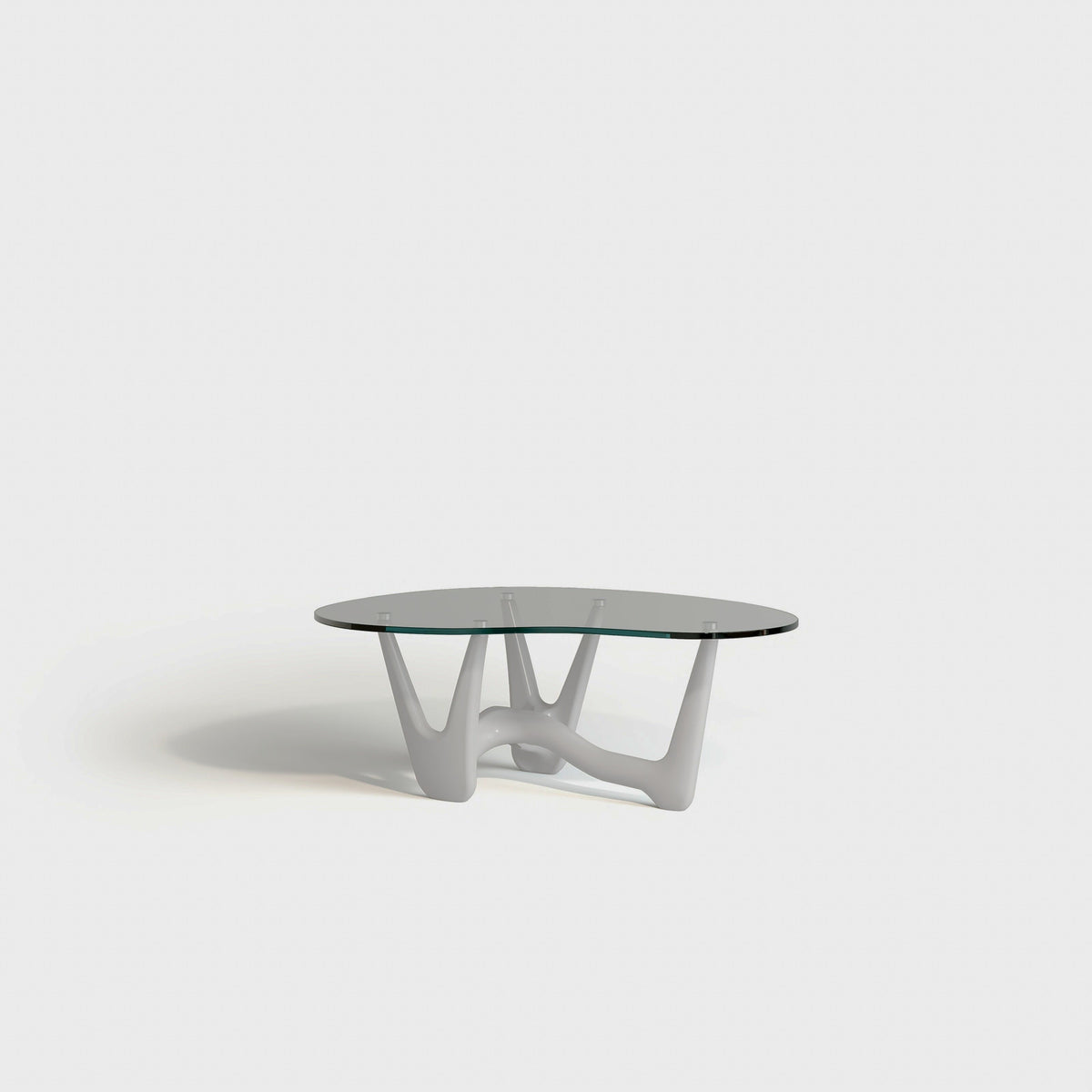 Sculptural Glass-Top Coffee Table - White&Clear Glass