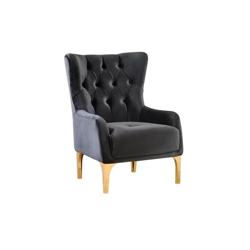 Lippa Black Three-Piece Sofa Set — high-back chair front view.