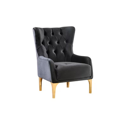 Lippa Black Three-Piece Sofa Set — high-back chair front view.