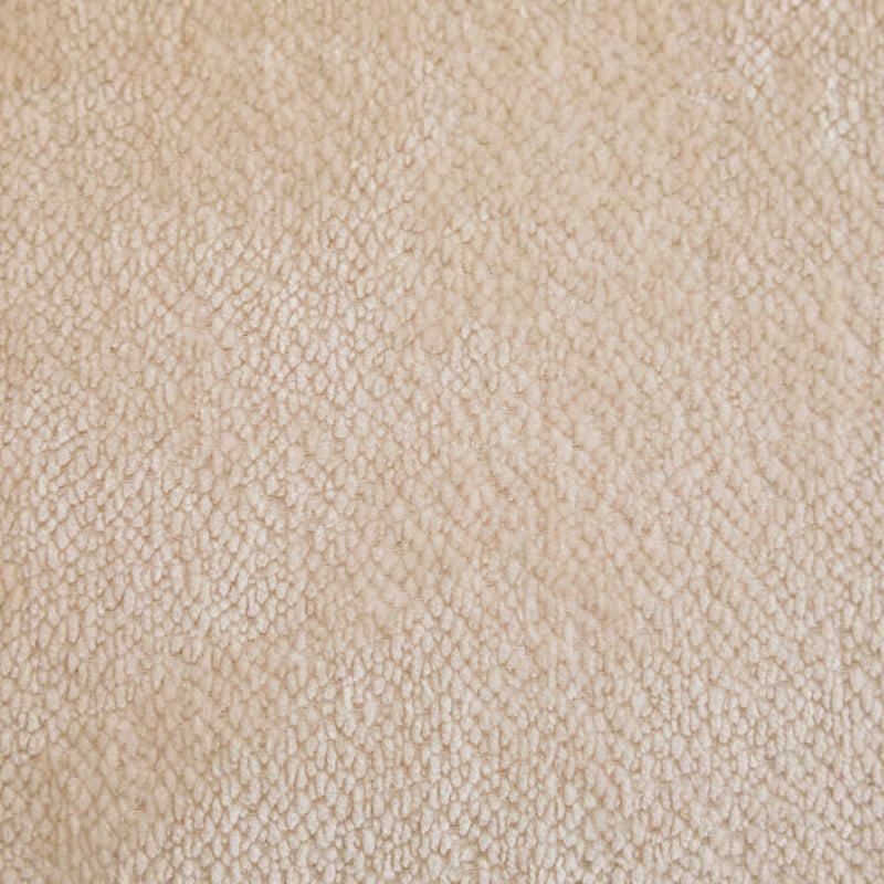 Square-Arm Boucle Sofa with Wood Base — boucle fabric texture close-up.