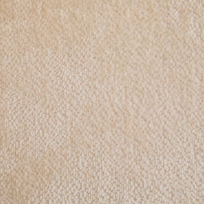 Square-Arm Boucle Sofa with Wood Base — boucle fabric texture close-up.