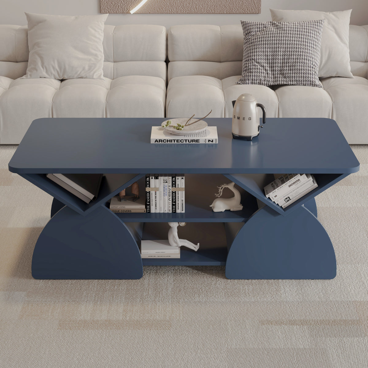 Front blue storage table
