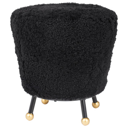 Oriana Black Shag Ottoman — rear three-quarter view of the black shag ottoman