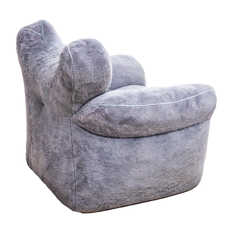 Heart-Back Faux Fur Lounge Chair — rear three-quarter view.