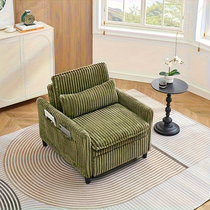 Corduroy convertible sleeper chair in green