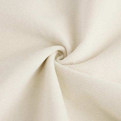 Cream Velvet Sofa with Matching Ottoman — cream fabric texture close-up.