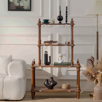 Four-Tier Display Shelf with Turned Posts