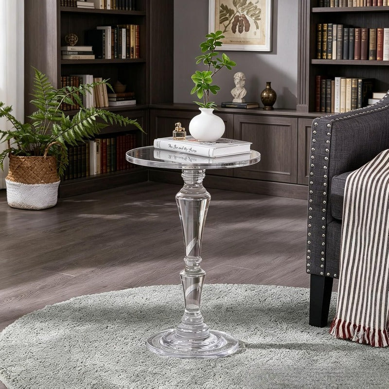 Furniture Acrylic Side Table, Acrylic End Table for Drinking Food, Clear Modern Small Tables for Living Room Bedroom Lobby - Transparent
