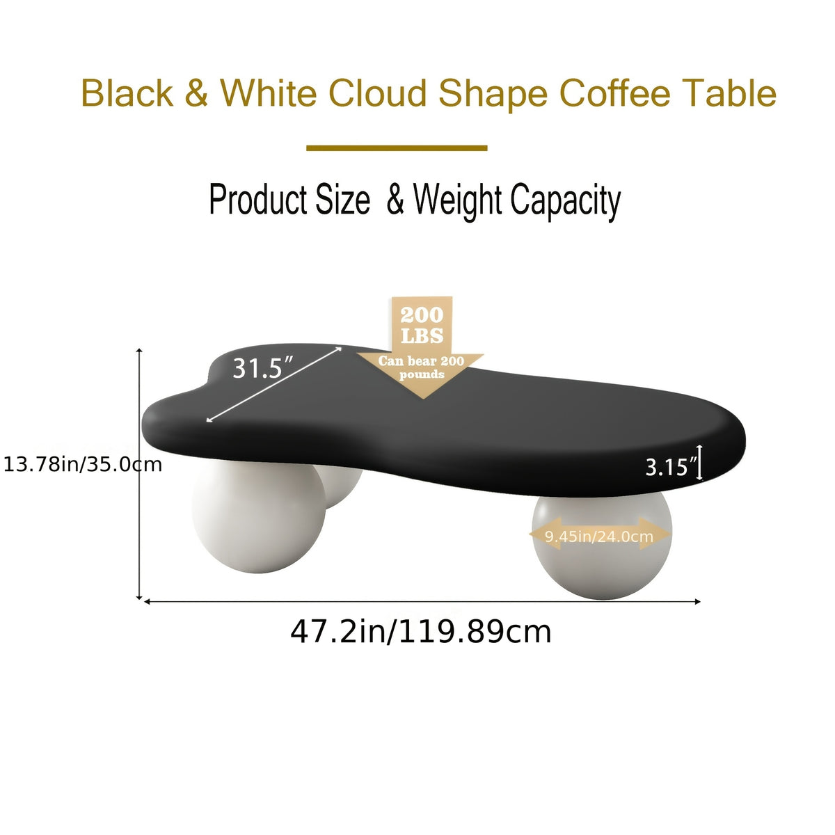 Cloud Coffee Table with Three Ball Legs