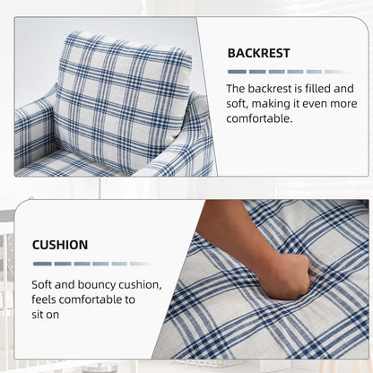 Plaid Swivel Accent Chair — plaid back and seat cushion details