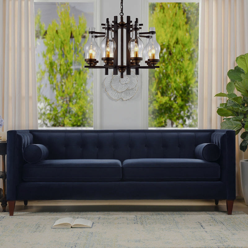 Jack 84-Inch Navy Velvet Tuxedo Sofa — photo 1