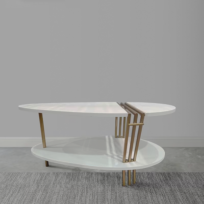 White table with brass-tone accents