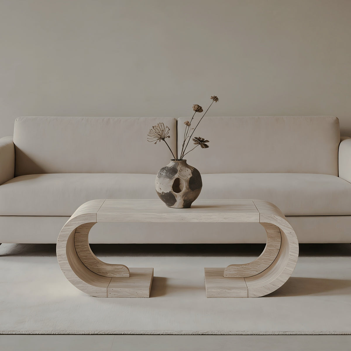 Front curved open-base table