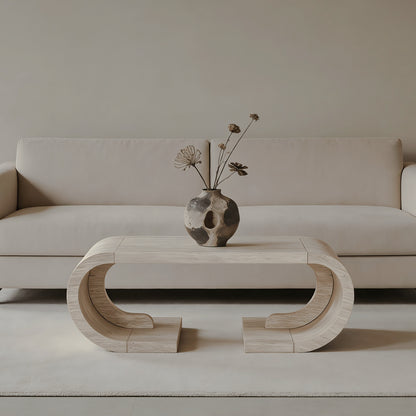 Front curved open-base table