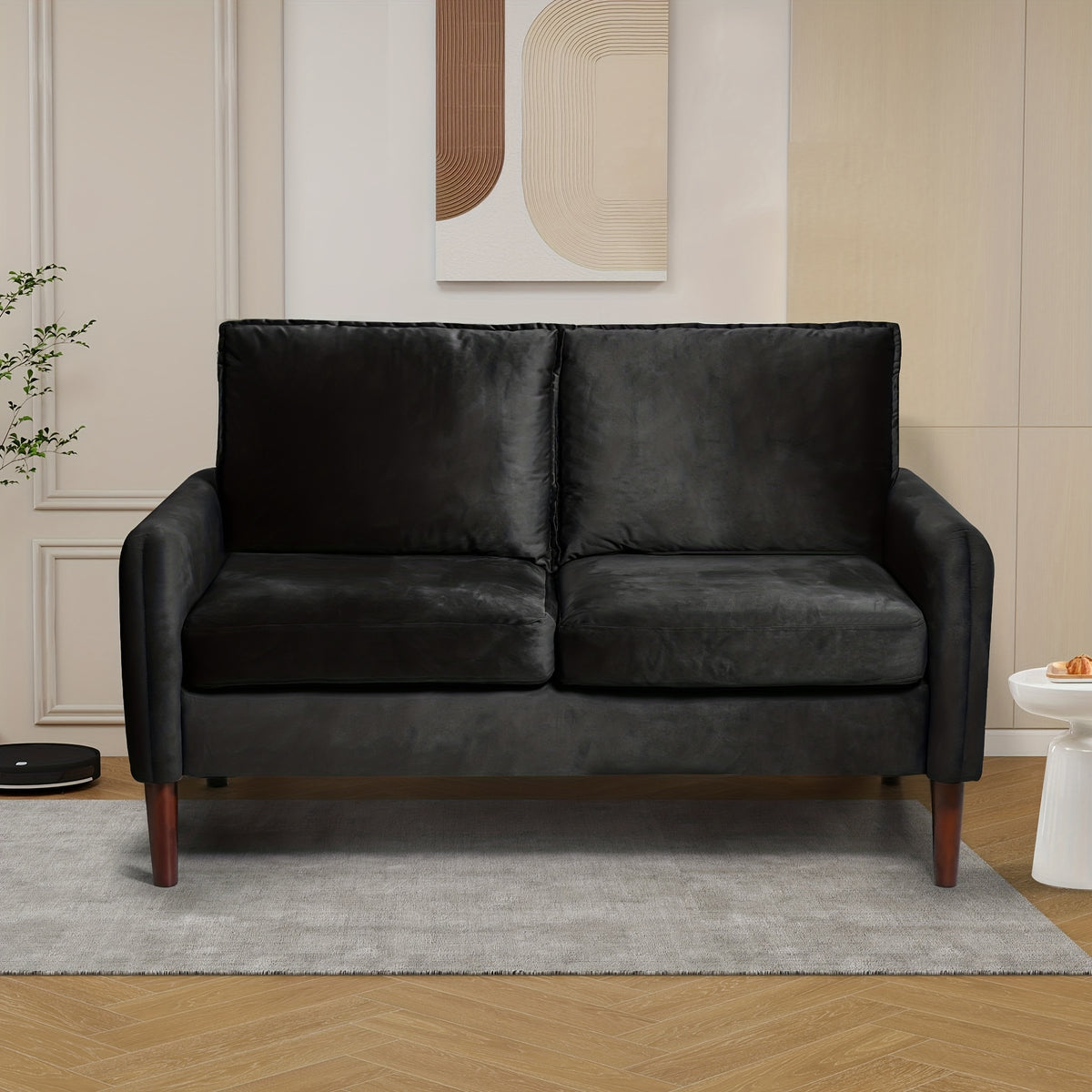 Bilhilury Velvet Loveseat — black upholstery option.