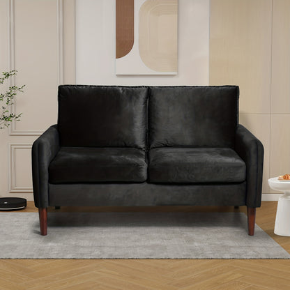 Bilhilury Velvet Loveseat — black upholstery option.