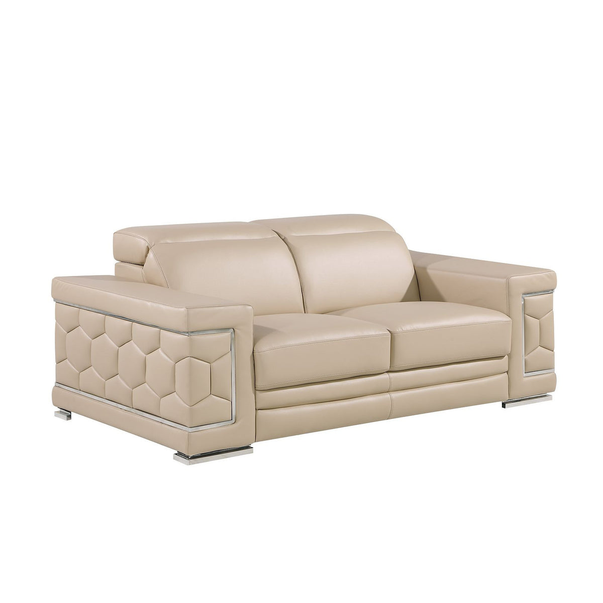 Two Piece Beige Genuine Leather Five Person Seating Set - 549000 - Multi