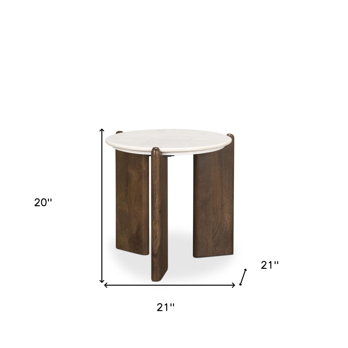 HOMEROOTS Round Marble & Wood Side Table