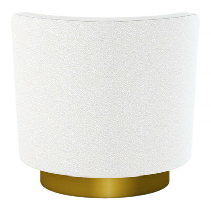 Rear view of the white upholstered Aspen chair and gold-tone base
