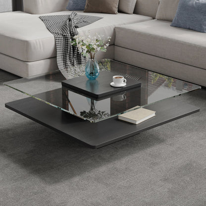 Black square glass coffee table