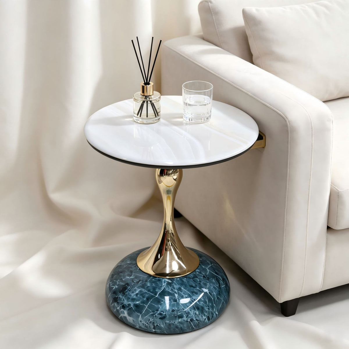 Light Luxury Slim-Waisted Rock Slab Small Coffee Table, Hotel Bedroom Movable Table, Painted Sofa Side Table, Villa And Homestay Corner Table