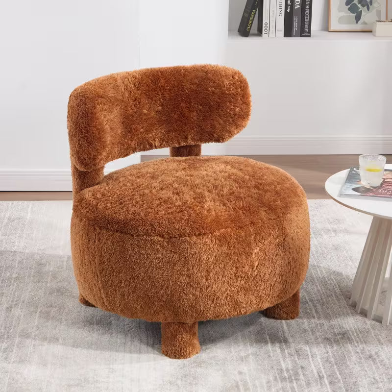 Faux Fur Armless Accent Chair — front three-quarter view.