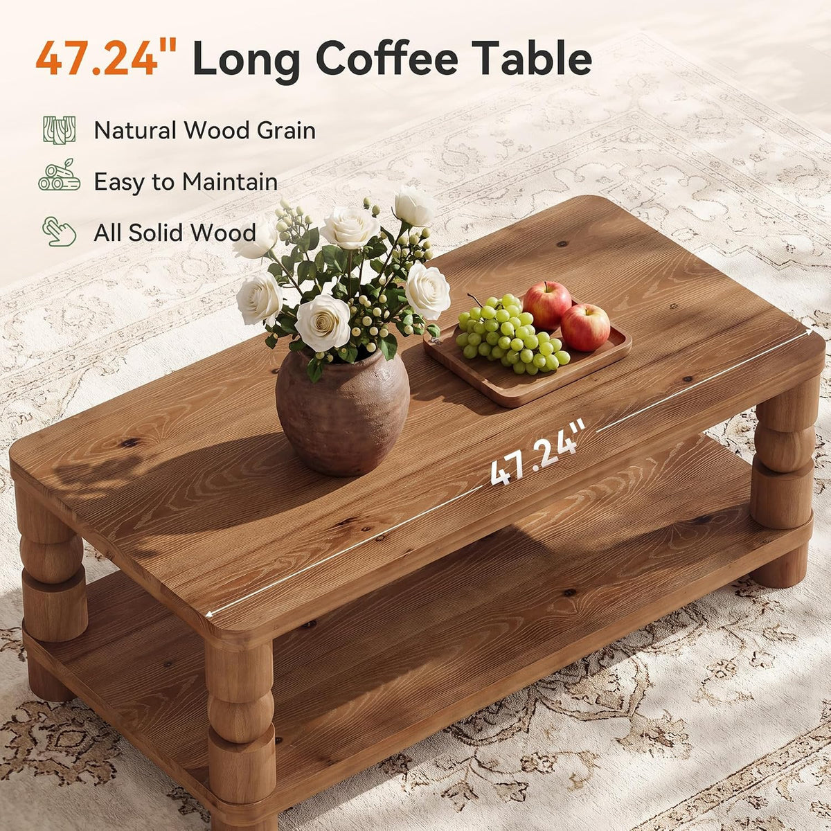 Supplier graphic showing 47.24-inch coffee table length