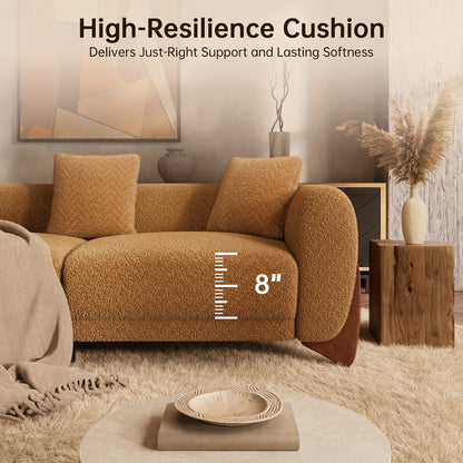 Morden Fort Boucle Sofa and Accent Chair Set — sofa seat cushion detail.