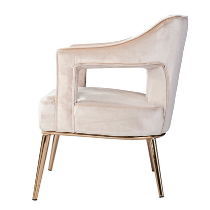 Eldermain Blush Velvet Accent Chair — side view of the pale blush chair