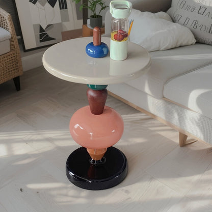 Color-Block Glass Pedestal Side Table