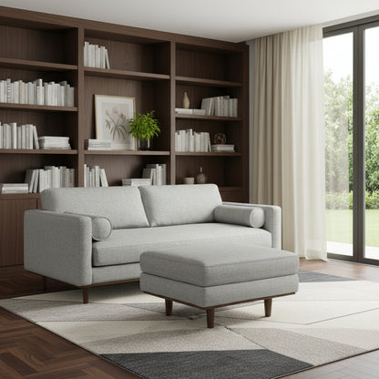 89-Inch Gray Fabric Sofa with Ottoman — main product image