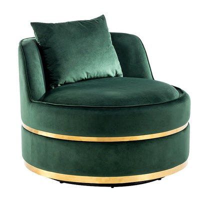 Sable Green Velvet Swivel Barrel Chair — gallery view 3 of 9