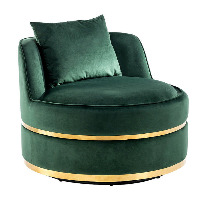 Sable Green Velvet Swivel Barrel Chair — gallery view 3 of 9